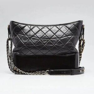 Chanel Black Quilted Aged Calfskin Leather Medium Gabrielle Hobo Bag